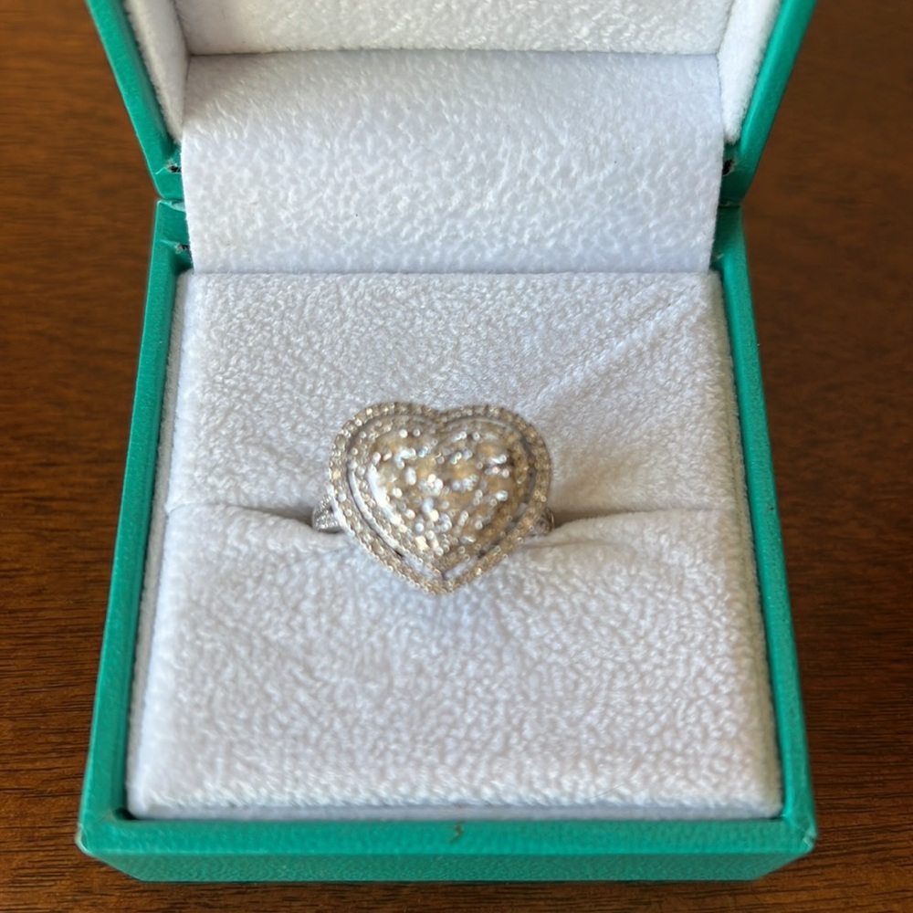 EFFY Pave Diamond Heart Ring in 14k White Gold - Picture 2 of 7
